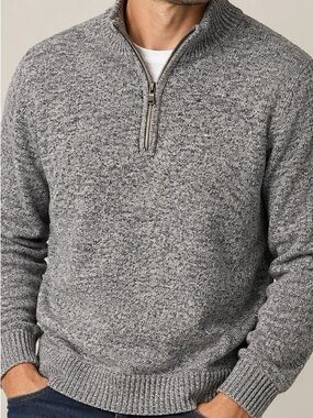 Croft & Barrow Men’s XL Gray Marled Quarter Zip Mock Neck Sweater